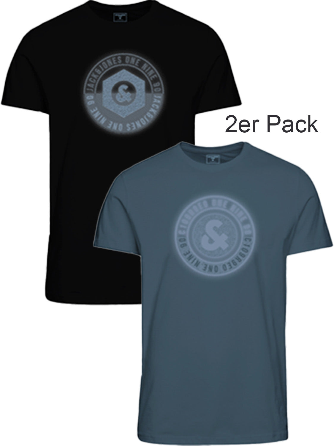 JACK & JONES - Übergröße / PlusSize - Herren T-Shirt  im 2er Pack - 3XL bis 8XL - JCOLOGO UNIVERSE