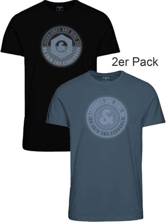 JACK & JONES - Übergröße / PlusSize - Herren T-Shirt  im 2er Pack - 3XL bis 8XL - JCOLOGO UNIVERSE