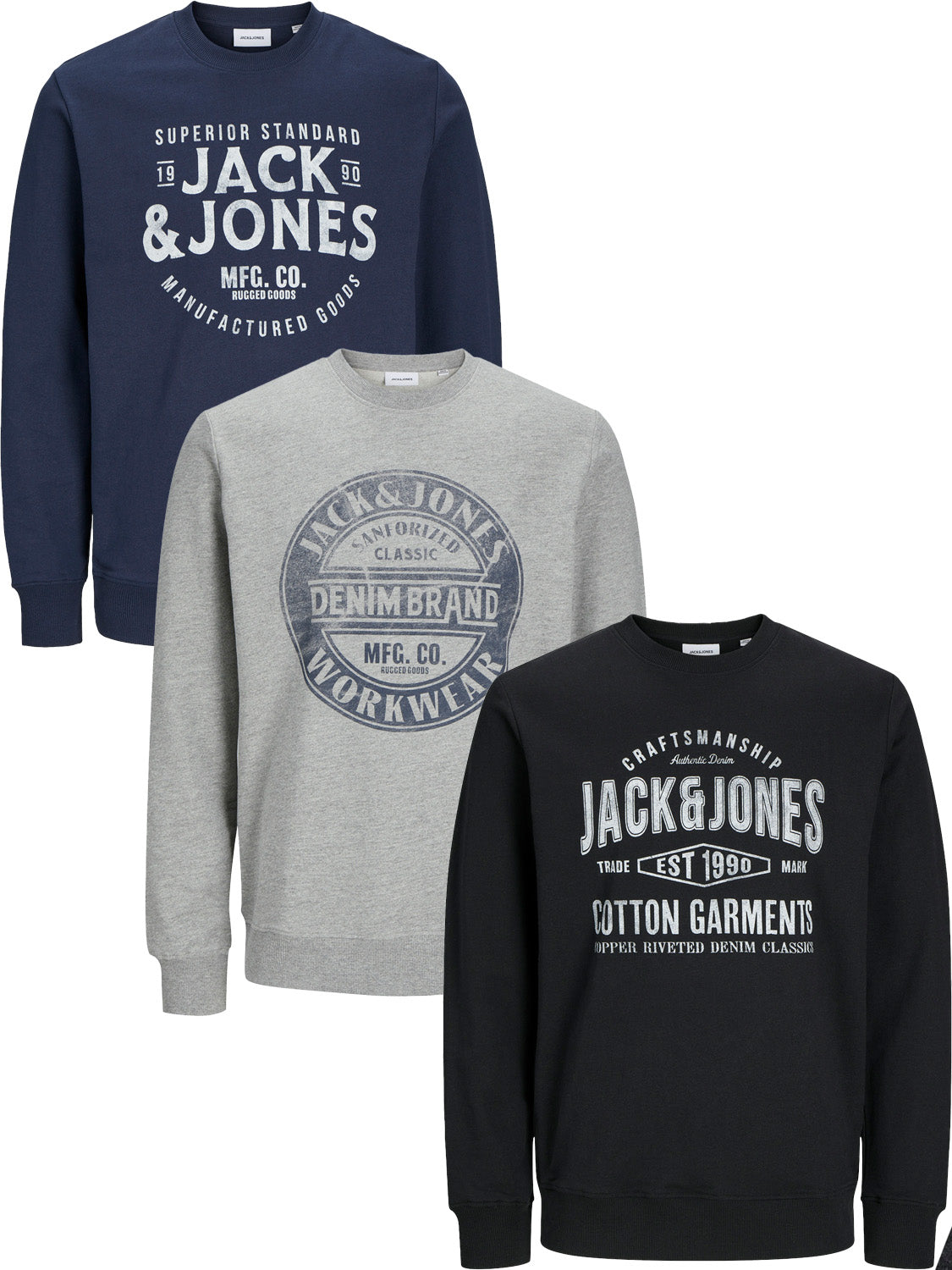 JACK & JONES - Herren  Sweatshirt  -  Plussize / Übergröße  - JJJEANS
